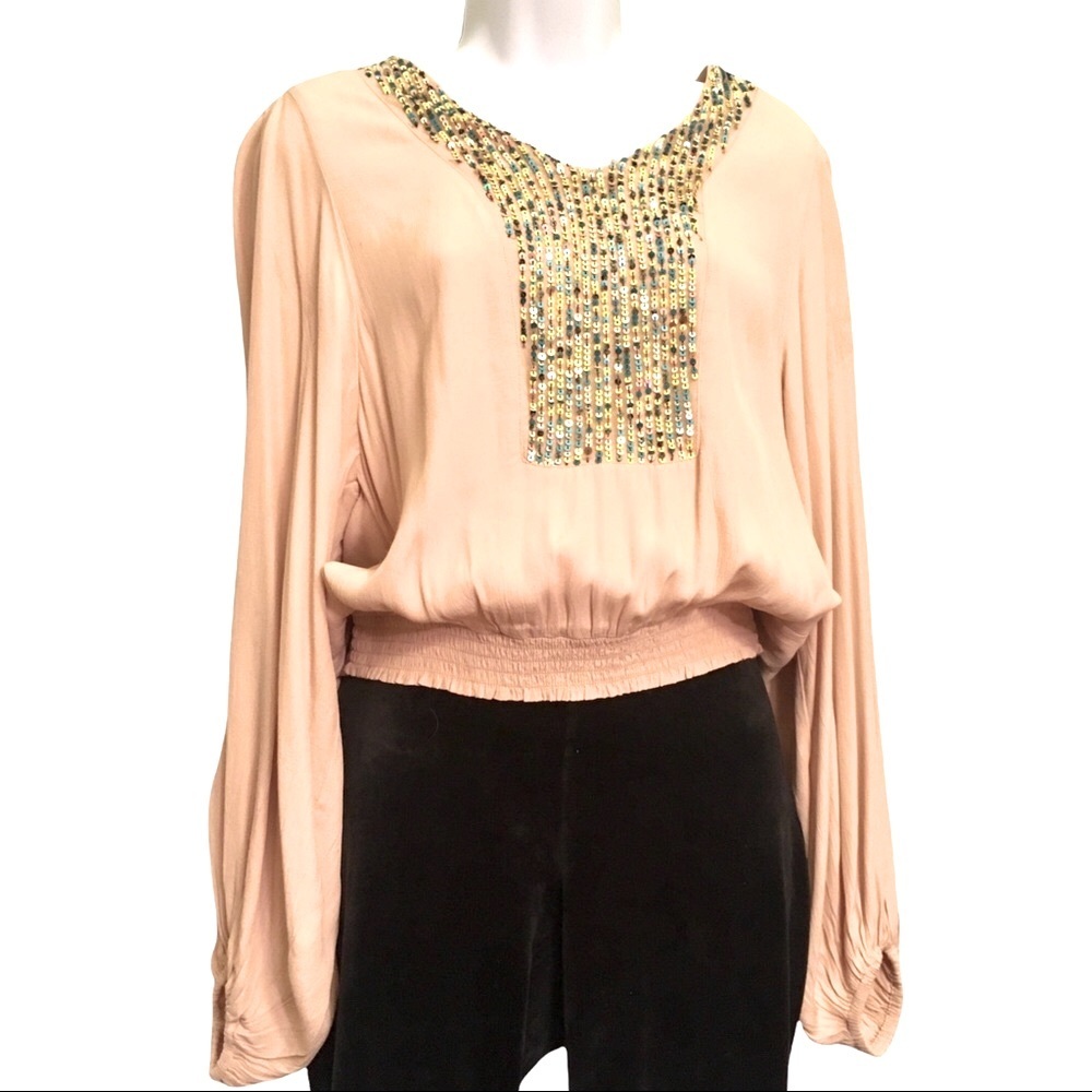 Maeve EUC Taupe Sequin by Anthropologie Top, XS